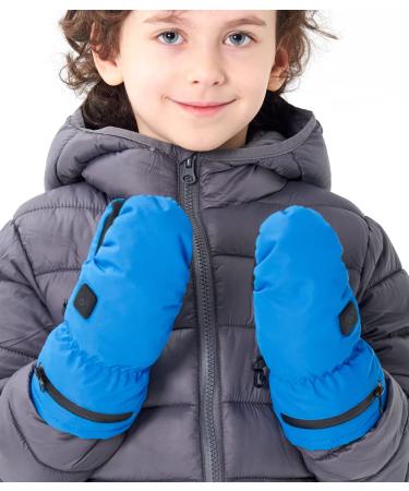 Aroma Season Electric Heated Winter Gloves for Kids and Baby Mittens, Toddler Warm Waterproof Ski Snow Gloves L/XL(Suggest kids 8-12 Years) Blue