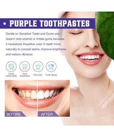 Purple Teeth Whitening Toothpaste Cleans Teeth Stains and Oral Odors Cares for Gums Brightens Teeth - Buy Online on GoSupps.com