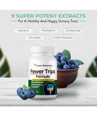 Expert Remedies Fewer Trips Formula Bladder Support Supplement for Women and Men. Cranberry Extract and D-mannose Pills Reduce Frequency Support Urinary Tract Health - 90 Capsules - Buy Online on GoSupps.com