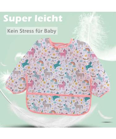 Yealoo Waterproof Baby Bibs - 3 Pack Long Sleeve Bibs for 3-24 Months | Unicorn Owl Flamingo Designs - Buy Online on GoSupps.com