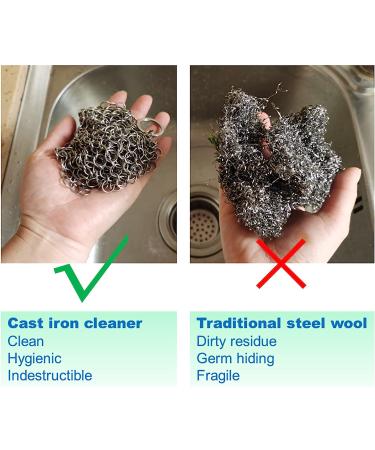 WFRX 7x7 Premium Stainless Steel Cast Iron Scrubber for Cookware - Pack of 1 - Buy Online on GoSupps.com