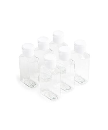 MHO Containers | Empty Clear Travel Refillable Flip-Top Bottles - BPA/No Parabens, 60millileter/2ounce - Set of 6