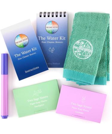 Two Sage Sisters Water Kit - Ultimate Self Care Set with Soap Sheets Notebook Marker & Washcloth | Relaxation & Meditation Mini Spa Box for Men & Women - International Shipping - Buy Online on GoSupps.com