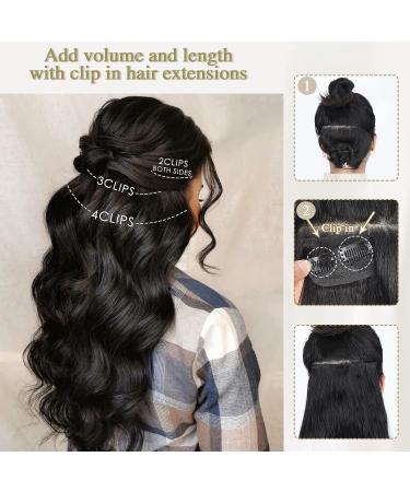 Lativ Clip in Hair Extensions - 4PCS Black Long Wavy Curly Hairpiece for Women - 20 Inches - Buy Online on GoSupps.com