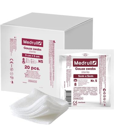 Medrull Sterile Non-Adhesive Wound Pads 5cm x 5cm - Extra Absorbent 1200 Pieces - Ideal for International Shipping - Buy Online on GoSupps.com
