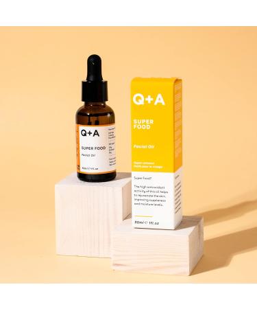 Q+A Superfood Facial Oil | Complexion-Boosting Blend with Vitamin A C E & F | Antioxidant-Rich Berries & Jojoba Seed Oil | 100% Natural | 30ml - Buy Online on GoSupps.com