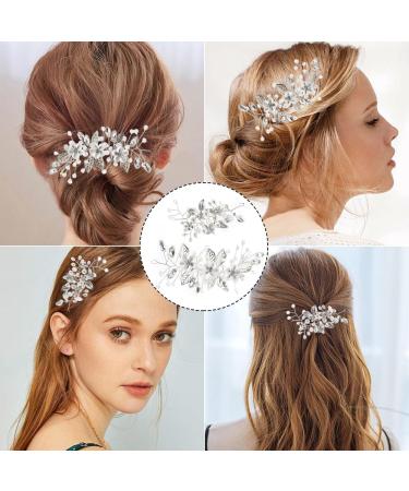 GOIYZTTR 2 Pieces Crystal Vines Flower Leaf Headpieces Bride Wedding Crystal Flower Vines HairPiece Elegant Silver Crystal Hair Accessories Suitable for Women and Girls - Buy Online on GoSupps.com