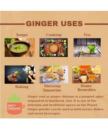 Organic Ginger Powder - USDA Certified, Non-GMO, Gluten-Free - 16oz Resealable Pack - Raw Ground Ginger Root - 44 Servings - 100% Pure & Natural - Buy Online on GoSupps.com