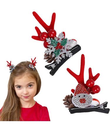 Christmas Antler Hair Clip - Santa Claus Reindeer Ears Barrettes | Portable Reindeer Antlers Ears Barrettes for Family Women Santa Claus red corner - Buy Online on GoSupps.com