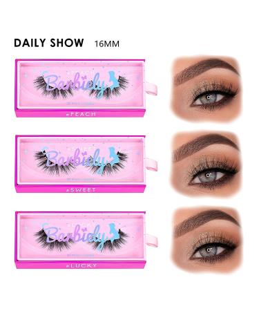 Barbiely 16mm Natural Lashes  3D Mink Lashes  3 Pairs Short Wispy Fluffy Mink Eyelashes  100% Handmade Real Mink Lashes  Natural Look  Soft Reusable  Cruelty Free(Daily Show) A-Daily Show/16MM - Buy Online on GoSupps.com