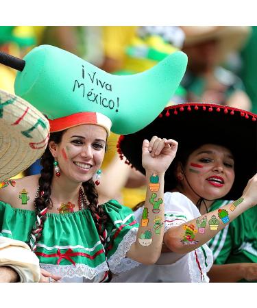 Cactus Temporary Tattoos - 12 Sheets, 140 Pieces | Mexican Themed Stickers for Fiesta Party Decoration, Kids & Adults - Buy Online on GoSupps.com