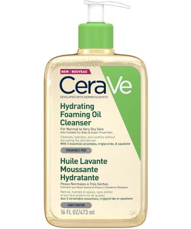 CeraVe Hydrating Foaming Oil Cleanser with Squalane and Ceramides - 473 ml (Pack of 1) - Buy Online on GoSupps.com