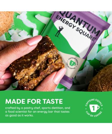 QUANTUM Energy Square Organic Caffeinated Protein Bars 10g Plant Based Gluten Free Vegan Non-GMO Breakfast Bar Healthy Snacks Coconut Almond Chocolate Chip 8 Pk - Buy Online on GoSupps.com