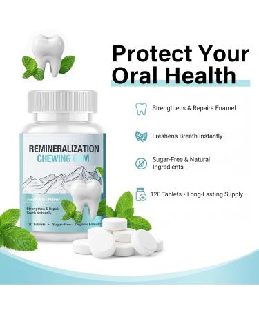 Remineralizing Gum with Hydroxyapatite Hydroxyapatite Gum for Teeth 120 Count Sugar Free Enamel Strengthening & Remineralization Tablets for Enamel Repair & Fresh Breath Non-GMO - Buy Online on GoSupps.com