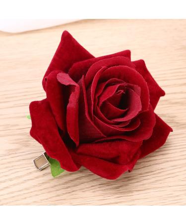 Lurrose 2 in 1 Large Rose Hairpin & Clip - Wine Red Flower Brooch for Women | Elegant Party Accessory - Buy Online on GoSupps.com