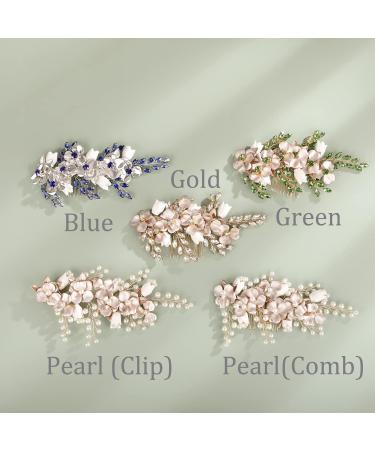 Kercisbeauty Emerald Green Crytal Hair Comb Gold Flower Beaded Hair Piece for Wedding Brides Bridesmaid Girls Prom Hair Accessories(Green) - Buy Online on GoSupps.com