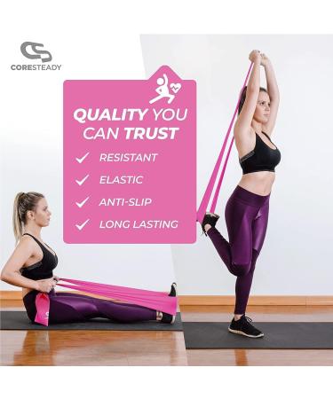 Coresteady Resistance Band - 2 Metre Exercise Band for Men & Women - Build Strength, Flexibility & Muscle - Fitness, Stretching, Pilates, Yoga - With Exercise Guide - MAGENTA - Buy Online on GoSupps.com