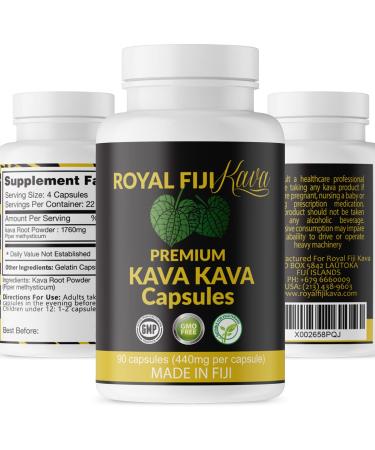 Royal Fiji Kava Pure Noble Kava Capsules Highest Grade Fijian Kava Kava Extract 1760mg Servings 100% Organic Relax Better with Kava Now