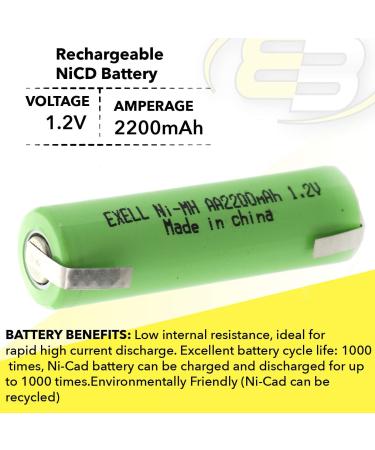 Exell 2-Pack 1.2V AA 2200mAh NiMH Rechargeable Batteries - High Power for Telecom UPS & Smart Grid Use - Buy Online on GoSupps.com