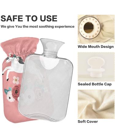 Naanle 2L Flower Horse Unicorn Hot Water Bottle with Cover Large Heat & Cold Therapy for Pain Relief | Perfect for Bed Hands & Feet - Buy Online on GoSupps.com