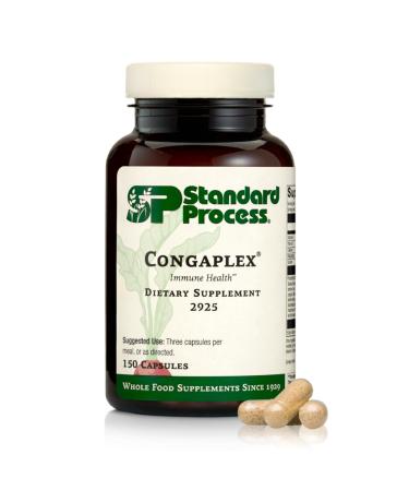 Standard Process Inc. Congaplex - Thymus Gland Support Supplement - Immune Health with Calcium Lactate Magnesium Vitamin C & Vitamin A - Immune System Aid with Mushroom Powder - 150 Capsules 150 Count (Pack of 1)