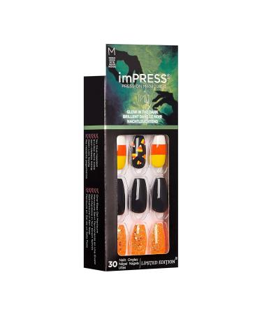 Buy Kiss imPRESS Halloween Press-On Manicure Nails - Black Wand Coffin Shape Medium Length 30 Fake Nails - Buy Online on GoSupps.com