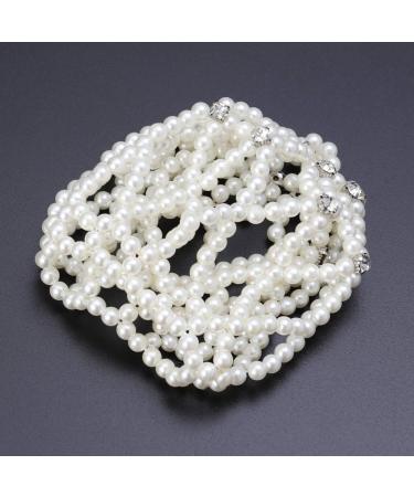 Lurrose Handmade Crochet Pearl HairNet | Elastic Hair Snood for Ballet Buns | Stylish White Hair Cover for Women & Girls - Buy Online on GoSupps.com