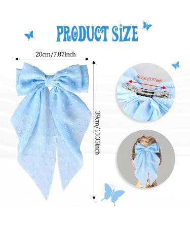 Silky Satin Hair Bows 2 PCS Big Pink/Blue Bow Hair Clips Set Bowknot Metal Spring Clip Oversized Long Tail Hair Ribbons Ponytail Holder French Hair Barrettes Hair Styling Accessories for Women - Buy Online on GoSupps.com