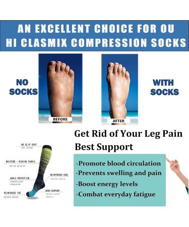 Hi Clasmix Graduated Compression Socks for Women&Men Wide Calf Comfort Best for Circulation Pregnancy Nurse Running Travel 01-5 Pairs Colorful Stripes Large-X-Large - Buy Online on GoSupps.com