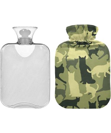 Shop Naanle Camouflage Cats Hot Water Bottle | 1L Transparent Heat Therapy for Pain Relief - Ideal for Bed & Foot Comfort - Buy Online on GoSupps.com