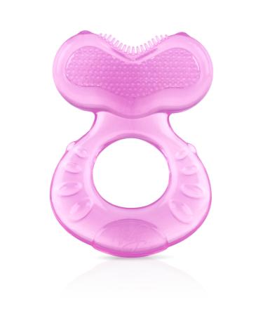 Nuby Silicone Teethe-eez Teether with Bristles, Includes Hygienic Case, Pink 1 Count - Pink