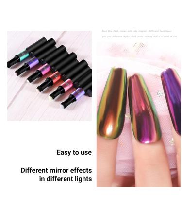 Shop 6-Color Chrome Nail Powder Pen - Holographic & Metallic Finish | Manicure Magic Cushion Pen - Buy Online on GoSupps.com