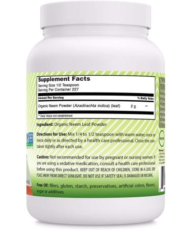 Organic Neem Powder 16oz - USDA Certified, Non-GMO, Blood Purification, Immunity & Skin Health - Buy Online on GoSupps.com