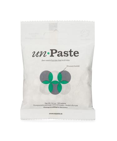Unpaste Tooth Tablets Mint Fluoride-Free Gluten Free Vegan Eco Friendly Camping Plastic Free Travel Toothpaste Tabs 125 Tablets 2 Month Supply