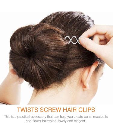20pcs Silver Spiral Hair Pins - Bottle Opener Style Hair Screws Non-Slip & Durable - Buy Online on GoSupps.com