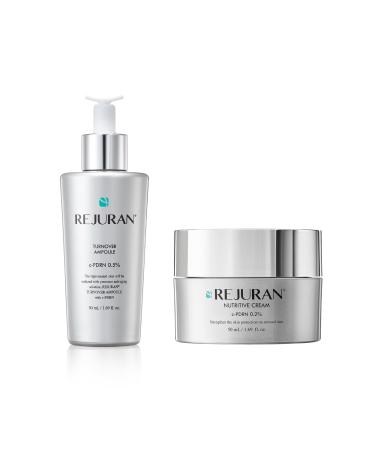 REJURAN Turnover Skincare Duo with c-PDRN Salmon DNA Face Serum & Nutritive Cream for Firming Hydration & Youthful Radiant Skin Korean Anti-Aging Ampoule & Moisturizer Set (1.69 fl oz Each)