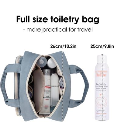 Large Travel Toiletry Bag Organizer - Greyish Blue Makeup & Cosmetic Bag for Women - Buy Online on GoSupps.com