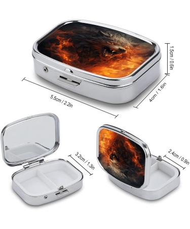 Wild Wolf in The Fire Pill Box - 2 Compartment Medicine Organizer | Stylish Portable Pill Case for Pocket or Purse - Buy Online on GoSupps.com