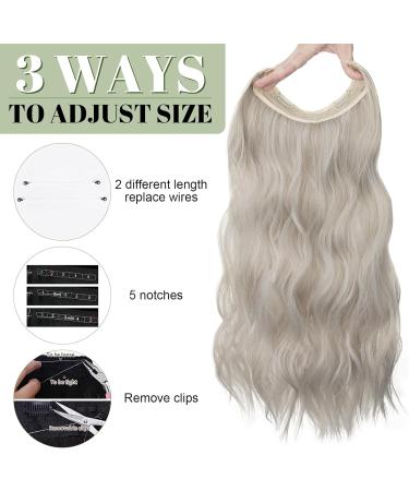 SEGO Invisible Wire In Hair Extensions With Adjustable Transparent Wire 4 Secure Clips Long Wavy Secret Hairpiece - 20 Inch Ash Blonde Mix Silver Grey 20 Inch Ash Blonde Mix Silver Grey - Buy Online on GoSupps.com