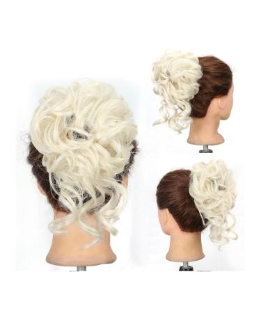 Hair Bun Hairpiece for Women Messy Bun Hair Piece for Women Tousled Updo Hair Bun Extensions Synthetic Elastic Band Hair Chignon Wavy Curly Ponytail Hairpieces for Daily Wear Hair Chignons(Q40 60)
