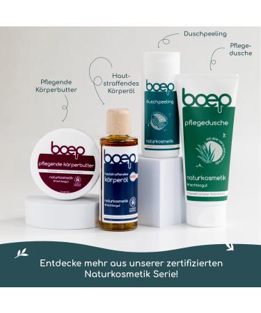 Boep Shower Peeling | Vegan Body Scrub with Organic Sea Salt & Almond Oil | Certified Natural Cosmetics for Men & Women | Exfoliating Body Exfoliator for Healthy Skin (220g) - Buy Online on GoSupps.com