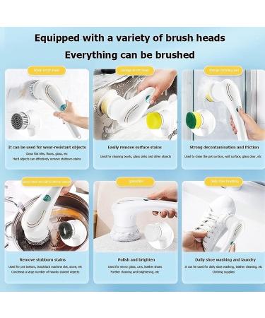 Cordless Electric Spin Cleaner with 5 Changing Heads Electric Scrubber Brush USB Charging 360 Vibration Cleaning Handheld Scrubber Household Multipurpose Cleaning - Buy Online on GoSupps.com