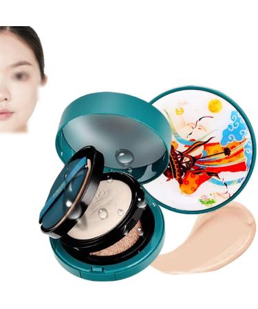 Red Ginseng Rejuvenating Double Layer Foundation 2-In-1 Double-Layer Powder Foundation & Cushion Foundation Waterproof Sweat Proof Foundation For Moisturizing Long-Lasting Concealer Powder (Natural)