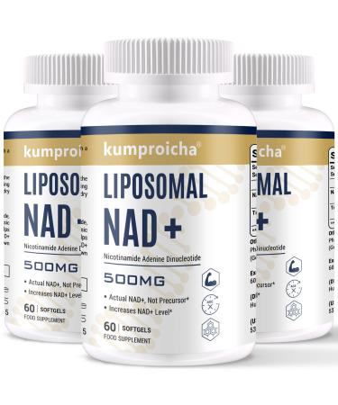 Liposomal NAD+ 500mg with TMG 250mg Softgels Actual NAD+ Supplement for Cellular Repair & Energy Metabolism(180 Count) 180 count (Pack of 1)