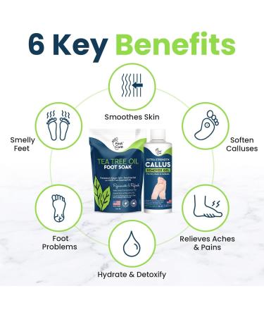 Tea Tree Foot Soak Callus Remover Gel - Extra Strength Callus Remover Gel & Foot Soak With Epsom Salts For Calluses Dry Cracked Heels Toenail Fungus & Odor - Pedicure for Tired Feet - Buy Online on GoSupps.com