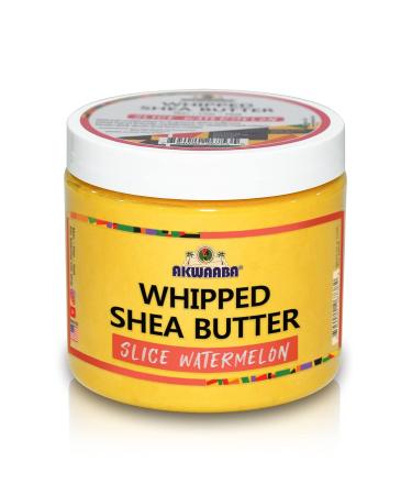 Akwaaba Whipped Shea Butter (Slice Watermelon) 12 oz - Body & Hair Moisturizer - Raw Shea Butter from Ghana - Vitamins A & E - Natural Yellow - Buy Online on GoSupps.com
