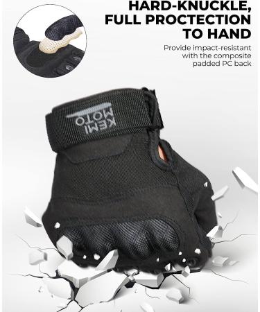 Kemimoto Fingerless Tactical Gloves for Men - Outdoor Work, Sports, Cycling, Training - Black Large - Buy Online on GoSupps.com