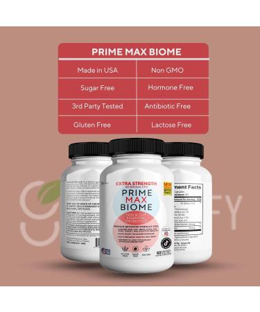 Prime Max Biome Probiotics 40 Billion CFU Extra Strength Skin & Gut Support with MAKTrek Bi-Pass Technology 4 Strains + Prebiotics Non-GMO Gluten-Free 60 Capsules (1) - Buy Online on GoSupps.com