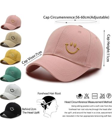 Unisex Classic Cotton Baseball Cap - Embroidered Smile - Adjustable Sun Protection Hat for Women & Men - Sporty Pink - Buy Online on GoSupps.com
