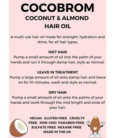 COCOBROM Premium Coconut & Almond Hair Oil for All Hair Types - Stenghen | Nourish | Shine (100ml) - Buy Online on GoSupps.com